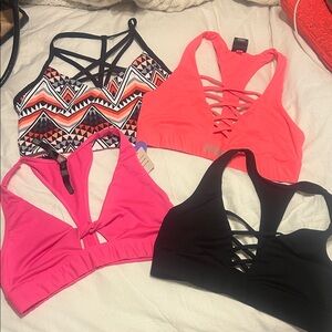 Lot of 4 Colorful Strappy Sports Bras Set by PINK Victoria’s Secret